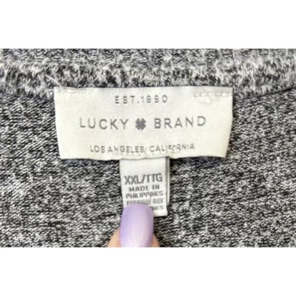 Lucky Brand Pullover Sweater XXL Heather Gray V-Neck Long Sleeve Casual, Cozy, - Picture 5 of 6